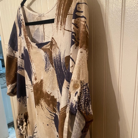 Cristina Vergani Linen Blend Loose Fitting Large Dress - Picture 2 of 10